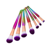 Maxbell 7pcs Rainbow Mermaid Makeup Brushes Set Cosmetic Concealer Blending Highlighter Eyeliner Contour Brush Kit Purple Hair