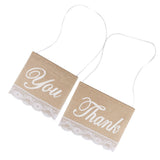 Maxbell Thank & You Signs Hessian Burlap Chair Banner Rustic Wedding Decoration