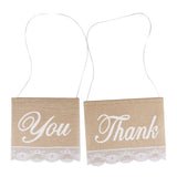 Maxbell Thank & You Signs Hessian Burlap Chair Banner Rustic Wedding Decoration
