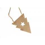 Maxbell Wooden Christmas Tree Pattern w Star Bunting Banner for Party Hanging Garland