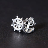 Maxbell 1 Pair New Fashion Silver Alloy Anchor Rudder Earrings Ear Studs Accessory