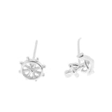 Maxbell 1 Pair New Fashion Silver Alloy Anchor Rudder Earrings Ear Studs Accessory