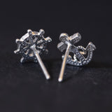 Maxbell 1 Pair New Fashion Silver Alloy Anchor Rudder Earrings Ear Studs Accessory