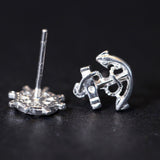 Maxbell 1 Pair New Fashion Silver Alloy Anchor Rudder Earrings Ear Studs Accessory