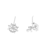 Maxbell 1 Pair New Fashion Silver Alloy Anchor Rudder Earrings Ear Studs Accessory