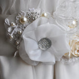Maxbell Wedding Bridal Dress Belt Diamante Rhinestone Pearl Flower Sash Belt Decoration