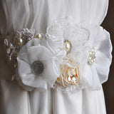 Maxbell Wedding Bridal Dress Belt Diamante Rhinestone Pearl Flower Sash Belt Decoration