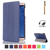 Maxbell Folding Folio Case Holder Cover for 8inch Huawei Tablet+OTG Cable  Blue