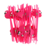 Maxbell 25pcs Flexible Straws Pink Flamingo Drinking Cocktail Beach Party Straws Hot