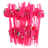 Maxbell 25pcs Flexible Straws Pink Flamingo Drinking Cocktail Beach Party Straws Hot