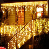 Maxbell Window Curtain Icicle String Fairy Light Christmas Decor EU Plug Warm White