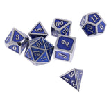 Maxbell Alloy Polyhedral Dice d4 d6 d8 d10 d12 d20 for MTG TRPG DND Silver Dark Blue