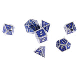 Maxbell Alloy Polyhedral Dice d4 d6 d8 d10 d12 d20 for MTG TRPG DND Silver Dark Blue