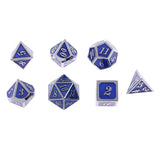 Maxbell Alloy Polyhedral Dice d4 d6 d8 d10 d12 d20 for MTG TRPG DND Silver Dark Blue