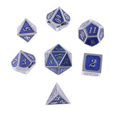 Maxbell Alloy Polyhedral Dice d4 d6 d8 d10 d12 d20 for MTG TRPG DND Silver Dark Blue