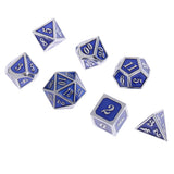 Maxbell Alloy Polyhedral Dice d4 d6 d8 d10 d12 d20 for MTG TRPG DND Silver Dark Blue