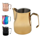 Maxbell Stainless Steel Coffee Frothing Milk Jug Pull Flower Cylinder Cup 550ml Gold