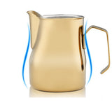 Maxbell Stainless Steel Coffee Frothing Milk Jug Pull Flower Cylinder Cup 550ml Gold