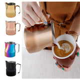 Maxbell Stainless Steel Coffee Frothing Milk Jug Pull Flower Cylinder Cup 550ml Gold