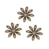 Maxbell 100 Pcs Filigree Flowers Slice Charms Setting DIY Components Jewelry Antique Bronze