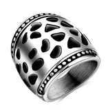 Maxbell Fashion Hollow Out Retro Punk Finger Wide Ring 316L Steel Color Jewelry US 9