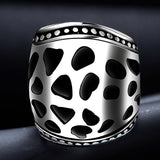 Maxbell Fashion Hollow Out Retro Punk Finger Wide Ring 316L Steel Color Jewelry US 9