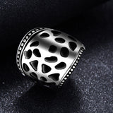 Maxbell Fashion Hollow Out Retro Punk Finger Wide Ring 316L Steel Color Jewelry US 9