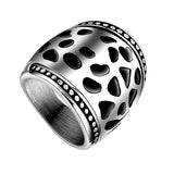 Maxbell Fashion Hollow Out Retro Punk Finger Wide Ring 316L Steel Color Jewelry US 9