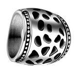 Maxbell Fashion Hollow Out Retro Punk Finger Wide Ring 316L Steel Color Jewelry US 9