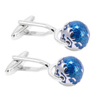 Maxbell Blue World Globe Fashion Cuff Link Wedding Party Xms Gift Mens Cufflinks