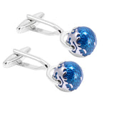 Maxbell Blue World Globe Fashion Cuff Link Wedding Party Xms Gift Mens Cufflinks