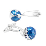 Maxbell Blue World Globe Fashion Cuff Link Wedding Party Xms Gift Mens Cufflinks