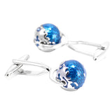 Maxbell Blue World Globe Fashion Cuff Link Wedding Party Xms Gift Mens Cufflinks