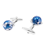 Maxbell Blue World Globe Fashion Cuff Link Wedding Party Xms Gift Mens Cufflinks