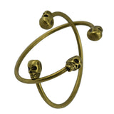 Maxbell 2pcs Halloween Mens Skull Head Blank Base Settings Open Bracelet Cuff Bronze