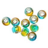 Maxbell 10Pcs Lampwork Dangle Spacer Bead Fit Charms European Bracelet Green Yellow