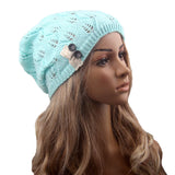 Maxbell Women's Knit Beanie Hat Adult Winter Knited Skullcap Green