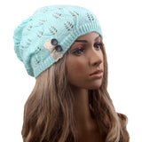 Maxbell Women's Knit Beanie Hat Adult Winter Knited Skullcap Green