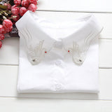 Maxbell Phenovo Womens Half Shirts Detachable Blouse Faux Collar White Swan Pattern