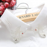Maxbell Phenovo Womens Half Shirts Detachable Blouse Faux Collar White Swan Pattern