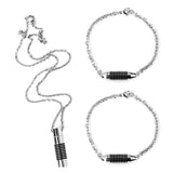 Maxbell 1 Set Stainless Steel Women Jewelry Necklace Bracelet Set Silver Plated