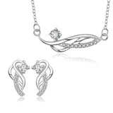 Maxbell Fashion Silver Plated White Rhinestone Wedding Necklace Earring Jewelry Set