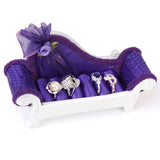 Maxbell Fancy Purple Rose Satin Sofa Ring Jewelry Display Stand Rack for 6 Rings