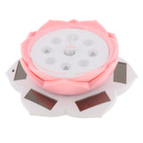 Maxbell Solar Powered Display Stand 360 Degree Rotating Turntable with LED Light White and Pink