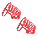 Maxbell 2Pc Adjustable Basket Mouth Muzzle Cover for Dog Training Bark Bite Red#2