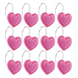 Maxbell 12 Piece Resin Heart-shaped Shower Curtain Hook Hanger Holder Rose Red