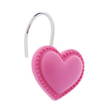 Maxbell 12 Piece Resin Heart-shaped Shower Curtain Hook Hanger Holder Rose Red