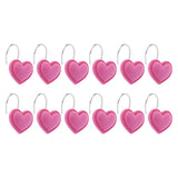 Maxbell 12 Piece Resin Heart-shaped Shower Curtain Hook Hanger Holder Rose Red
