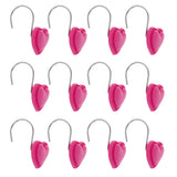 Maxbell 12 Piece Resin Heart-shaped Shower Curtain Hook Hanger Holder Rose Red