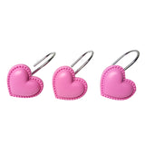 Maxbell 12 Piece Resin Heart-shaped Shower Curtain Hook Hanger Holder Rose Red